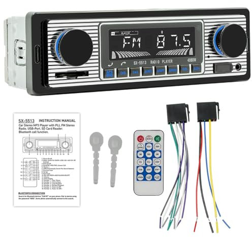 VEQENMOT Car Radio Bluetooth Hands-free, 12V-24V Single Din Car Stereo 1 DIN Digital Bluetooth Audio Music Mp3 Player FM/Find a Car/Audio Record/USB/SD/AUX-IN In-Dash Remote Control