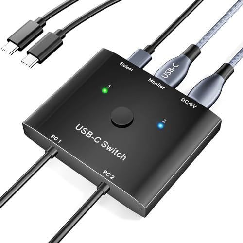 YOUTINGHDAV USB C-omkopplare 2 i 1 out, USB C KVM-switch 2 bärbara datorer 1 bildskärm 4K@120 Hz, 100 W PD/USB3.1 Gen 2/10 Gbps/kabelfjärrkontroll