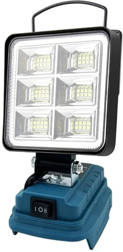 Makita batterilampa, 18 V (utan batteri), 48 W, 4 800 lm, bärbar projektor, byggarbetsplats, med 2 USB-portar för camping, bilreparation