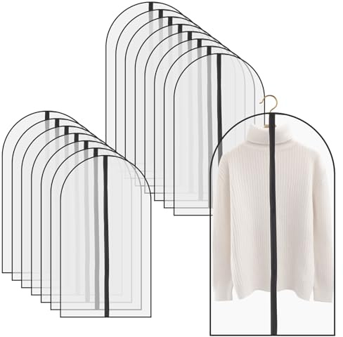 SINJEUN 15 Stück 60 x 100cm Kleiderschutzhülle mit Reißverschluss, Kleidersack Kleidertaschen Aufbewahrung Kleidersäcke für Anzüge und Kleidung