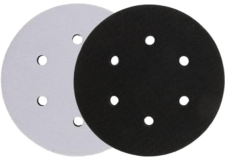 2pcs 150mm Soft Sponge Interface Pad for 6-Inch Sanding Discs, Hook and Loop Backed Cushion Pad with 6 Dust Holes, Impact-Resistant Noise Reduction Foam Buffer for Orbital Sander and Polishing Machine