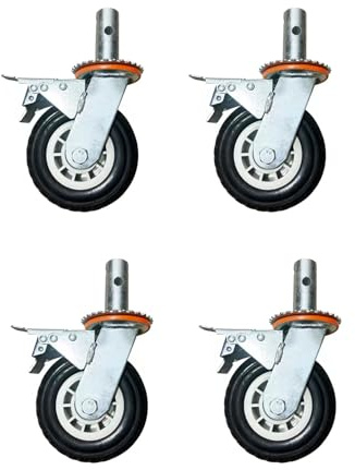 YPAPBHT Andamio de elevación de 6 Pulgadas, Rueda Universal de Varilla Corta con Doble Freno, Rueda de Tornillo, Barra de Ajuste móvil, Rueda Resistente Ajustable(Rubber)