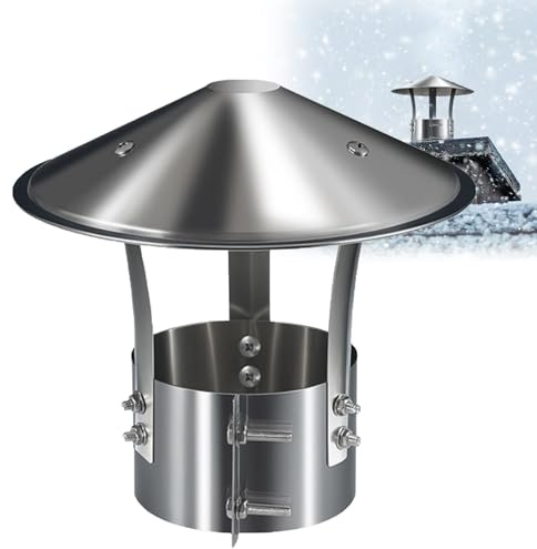 Round Chimney Cap 201 Stainless Steel, Adjustable Stove Pipe Rain Cowl | Vent hood chimney cover, flue protector roof rain cap suitable for outdoor chimney exhaust ventilation(100mm/3.93)