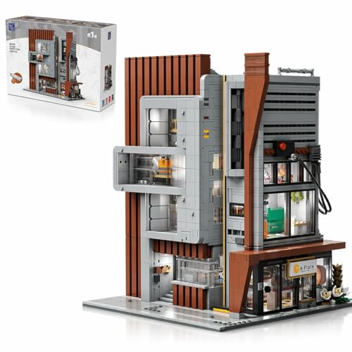 PANTASY Architekturbüro, modulares Klemmbausteine Set | 3-stöckiges Bürogebäude mit urbaner Straßenszene, fünf Minifiguren und Design von MOC-Künstler Ohsojang