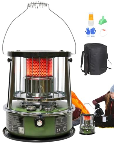 Terrassvärmare utomhus fotogen - icke-elektrisk uppvärmningsutrustning - justerbar höjd campingradiator, för inomhus utrymme badrum butik camping terrass