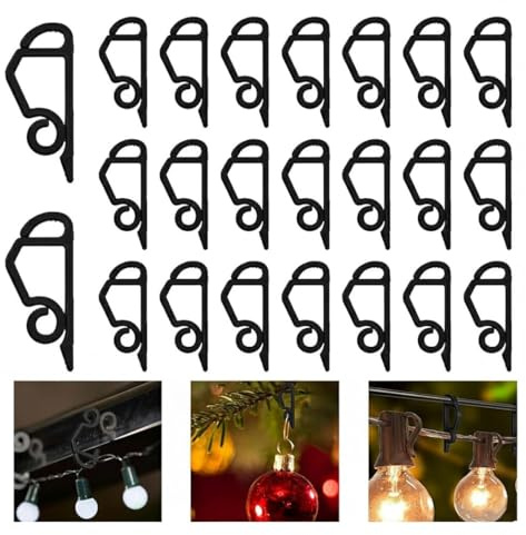 ZINNIAUK 50 Gutter Hooks for Outdoor Christmas Lights, Black Clips for Xmas Lights Outdoor, Durable and Easy to Use, Ideal for Hanging Decorations and Festive Lighting