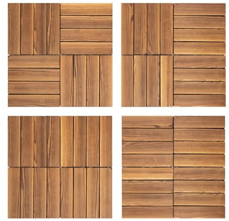 36er Pack Holzfliesen für Balkon 30x30 cm - 3,34 Quadratmeter - aus Akazien-Holz - Bodenbelag Holzboden Klicksystem Balkonfliesen Klickfliesen