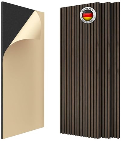 IZODEKOR 3D Holzoptik Akustik Paneele Selbstklebend, Wandpaneele Selbstklebend für Schalldämmung120x60x2,1cm, Wand Deko Wohnzimmer 4 Stück - 2,88m² Rauchwalnuss