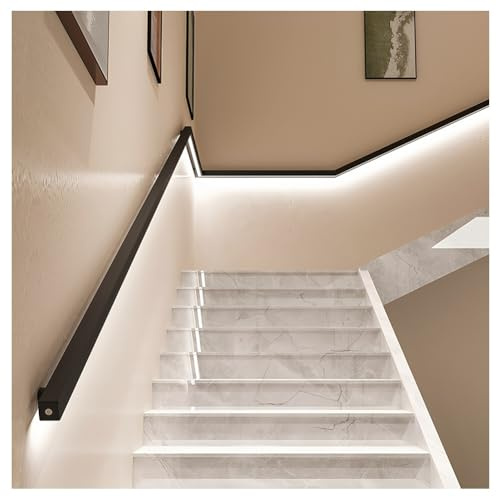 Zfmnoyev Corrimano per Scale A LED con Sensore di Movimento, Corrimano per Scale da Interno A Parete, Corrimano per Scale con Tubo Quadrato, per Scale, Camere da Letto, Terrazze(2.5m/8.2ft)
