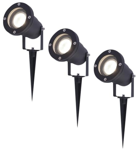 HOFTRONIC - 6er Syndey XL LED Gartenstrahler mit Erdspieß für außen - GU10 4000K Neutralweiß - 4 Watt 345 Lumen Dimmbar - Schwarz aluminium | Profi Led Strahler für Außen Garten Rasen Baum Wiese