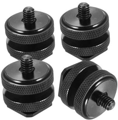 Alipis Adaptador de Montaje de Zapata de Aleación de Aluminio para 4 Piezas Negro Flash Doble Tornillo 1/4 Pulgada para Fijar Disparador Inalámbrico y Cable Ttl