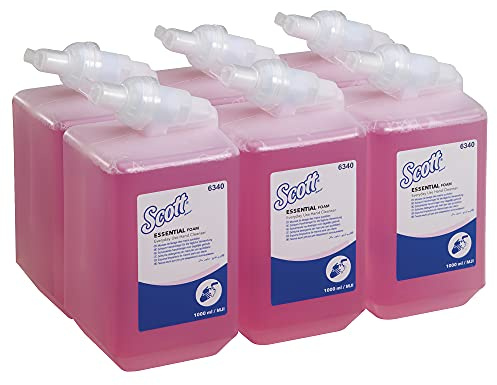 Scott Essential Schaum-Seife für die tägliche Verwendung 6340 – parfümierte Handseife – 1 x 1 Liter, Kassetten rosafarbener Handreiniger (insges. 1 l)