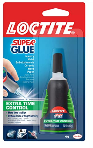 Loctite 1503241 Super Glue Extra Time Control, Clear, 0.14 fl oz Bottle, 1 Pack - Superglue for Plastic, Wood, Metal, Crafts & Repair, Cyanoacrylate Adhesive Instant Glue