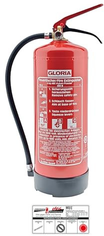 Gloria PD 6 GA Pulverlöscher - 6kg Dauerdrucklöscher - Brandklassen A, B, C - inkl. Wandhalterung