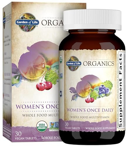 Garden of Life Organics Multivitamin for Women - Women's Once Daily Multi - Whole Food Multi with Iron, Biotin, Vegan Organic Womens Multivitamin for Health, Energy Hair Skin and Nails, 30 Tablets