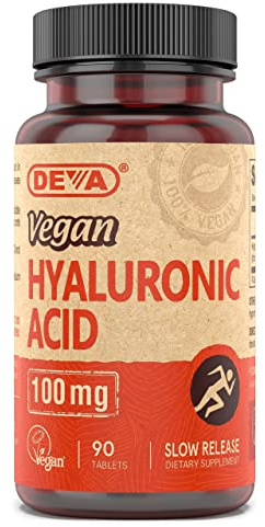DEVA Nutrition Vegan Hyaluronic Acid 100 MG - Non-GMO and Hemolytic-Free - 90 Tablets, 1-Pack