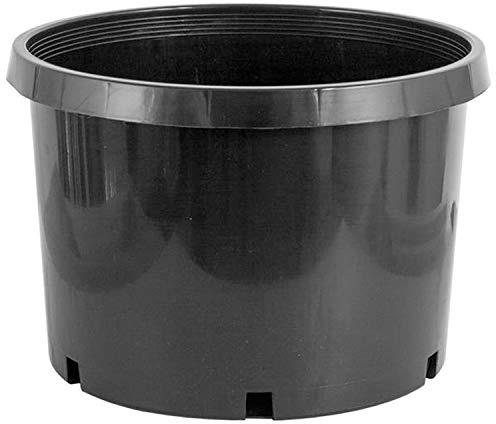 Pro Cal 10 Gallon Premium Nursery Plastic Planter Flower Herb Vegetable Garden Grow Pots with Drainage Holes for Outdoor and Indoor Use, Black, 5 Pack