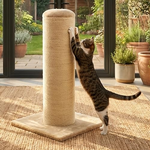 Cozy Pet Deluxe Fat Boy Super Large Cat Scratching Post Scratcher Activity Centre with Heavy Duty Sisal in Beige XXL CT07.