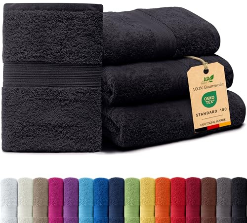 AR Line Arizona 4er Set Handtücher 50x100 cm – 100% Baumwolle, 500 g/m², weich & saugstark in Farbe: Schwarz