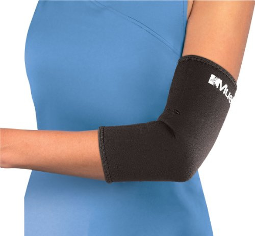 MUELLER Sports Medicine Elbow Compression Sleeve, Elbow Brace for Pain Relief for Men and Women, For Tennis, Golf, Painting, Factory-Line Work, and More, Black, Large