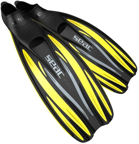 Seac F 100 Pro, Pinne da Subacquea Ultra Leggera a Scarpetta Chiusa, per Immersioni e Snorkeling, Giallo, 42/43