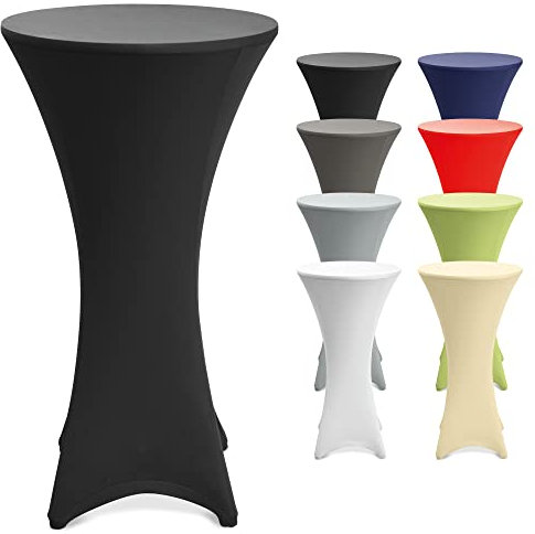 Beautissu Stretch Stehtisch Hussen 80cm Schwarz – Waschbar Bügelfrei Stehtisch Hussen für Stehtische Stehtischhussen rutschfest Verstärkung Fußbereich Tischhusse Tischdecke Stehtisch Rund – Stella