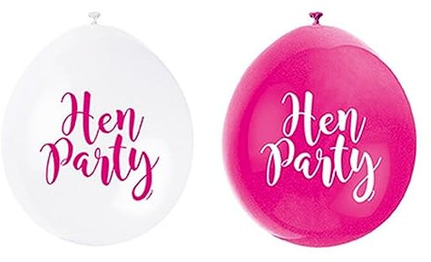 White & Pink Hen Party Latex Balloons (22cm) Pack of 10 - Fun & Stylish Celebration Decorations
