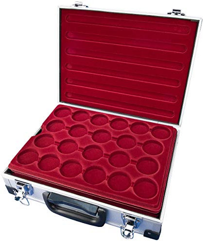 MC.Sammler Alu Münzenkoffer Münzkoffer inkl 5 Münztableaus für 110 Münzen 46mm Ø (110 Fächer - 46mm Ø)
