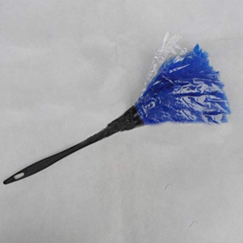 1 mini limpiador de polvo Magic Soft con mango de plumas, estático, antipequeño (azul)