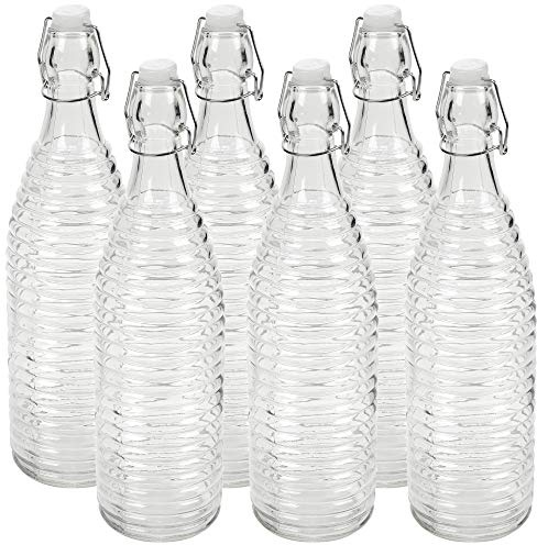 1 3 6X 1L Glass Reusable Swing Lid Water Oil Vinegar Bottle (Lined, 6)