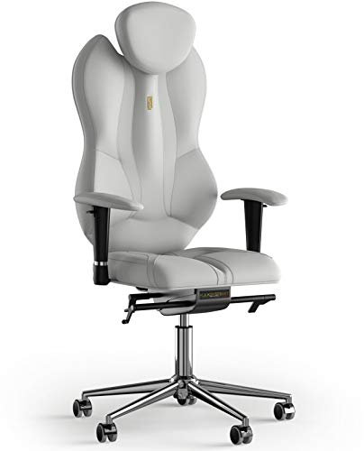 KULIK SYSTEM Ergonomischer Bürostuhl - Komfort & Verstellbarer Stuhl mit Rücken- & Lendenwirbelstütze |Patentiertes Rücken- & Nackenschmerzlinderungsdesign| Grand Eco Leder - Weiß