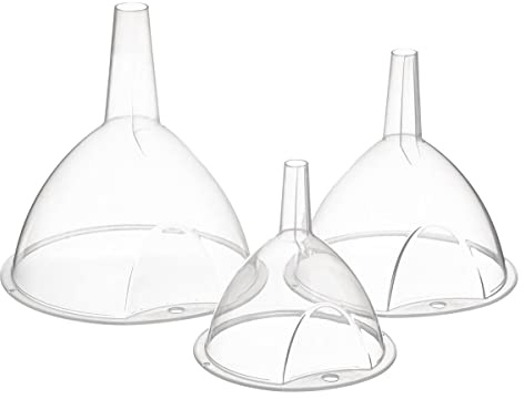 SET 3 EMBUDOS DE PLASTICO TRANSPARENTE