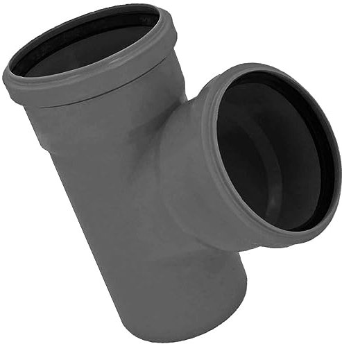 HT Abzweig DN50 auf DN40 Winkel 87° Grad Abzweig Außendurchmesser 50mm 5cm x Rohr AußenØ 40mm 4cm 2 Steck Muffen Gummi Dichtungen Abwasser Abfluss Leitung HTA Kunststoff PP grau
