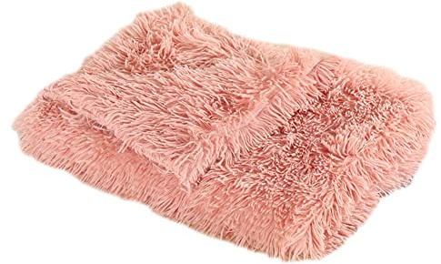 GUOCU Hundedecken Flauschig Plüsch Katzendecke Super Softe Weiche Warme Einfarbig Doppeilseitige Haustierdecke Weiche Fleecedecke Waschbare, Bett Decken für Hunde Und Katze,Rosa,78×54cm