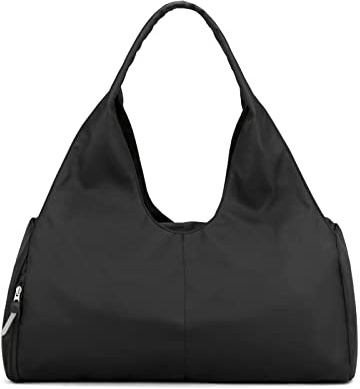 PORRASSO Sporttasche Groß Trainingstasche Damen Reisetasche Schwimmtasche mit Schuhfach Nassfach Fitnesstasche für Gym Yoga Wandern Reisen Wochenende Schwarz