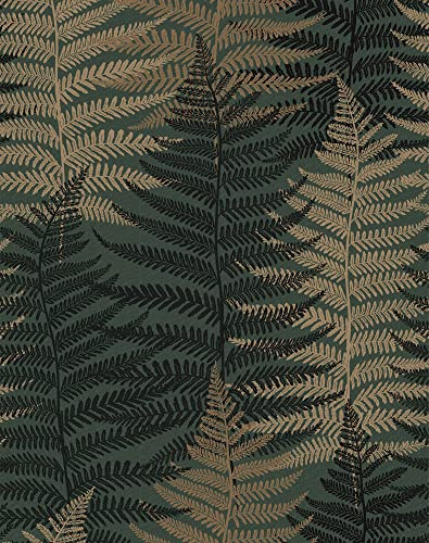 JiffDiff Botanical Fern Wallpaper Green Moody Peel and Stick Wallpaper 17.73 x 118.1 Forest Textured Self Adhesive Temporary Wall Paper for Bathroom Bedroom Apartment Friendly