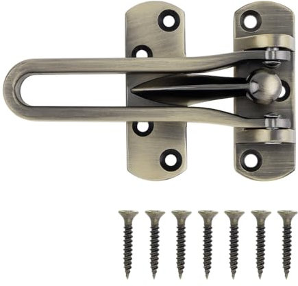 HOJLKLD Cerradura de puerta de barra oscilante, protector de puerta de seguridad para el hogar, cerraduras de puerta delantera para niños, hogar, hotel, apartamento (bronce)