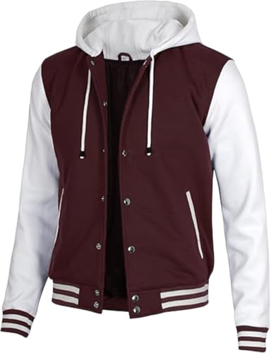Decrum Lightweight Bomber Jacket Men - High School Men's Varsity Jackets [40170174] | Maroon & White, L