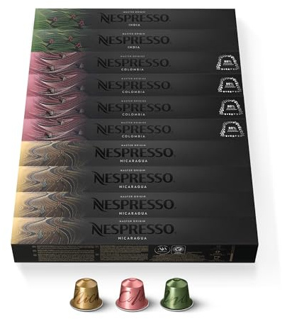 Nespresso Original - Assortiment Master Origins - 100 Capsules Café | Compatible avec machines espresso Original - Extraction 40ml ou 110ml - Intensité 5 à 11 - Notes boisées et fruitées