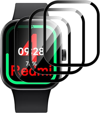 GIOPUEY 3 Unidades Protector de Pantalla para Redmi Watch 4, [Cobertura Completa] HD Material Compuesto Láminas Protectora con Capa Oleófoba - Transparente