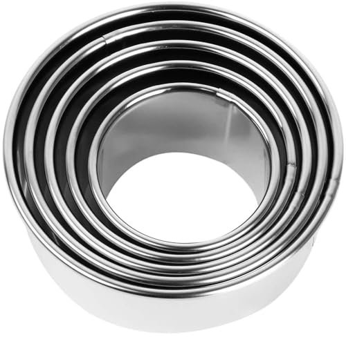 5 Pcs Cookie Cutter Set Round Cookie Cutter Biscuit Pastry Cutters Pastry Cutter Ring Cutter Dumpling Cutter Stainless Steel Circle Biscuit Cutters for Pastry Donut Fondant Baking DIY Cake