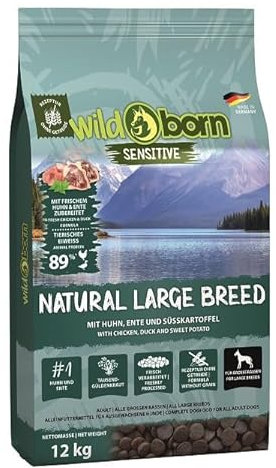 Wildborn Natural Large Breed 1 x 12 kg | Hundetrockenfutter für große Rassen mit frischem Huhn, Ente, Truthahn, Süßkartoffel & Tapioka
