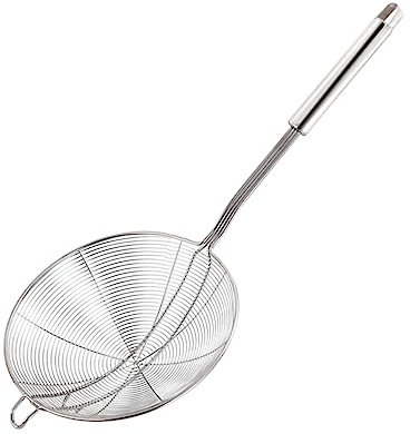 ABOOFAN Edelstahl Sieblöffel Doppelspiral-design Hitzebeständig Stabiler Draht-durchschlagschöpflöffel Für Nudeln Pasta Frittieren Blanchieren Mit Ergonomischem Griff Spülmaschinenfest