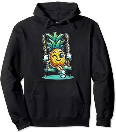 Ananas joyeux, balançoire, mignon, fruits tropicaux, balançoire, humour Sweat à Capuche
