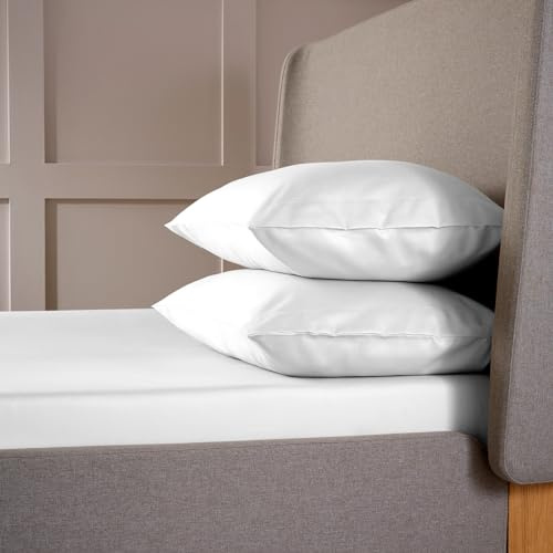 Christy Double Deep Fitted Sheets | 400TC Luxury Bedding | White | 100% Cotton Sateen | Soft Silky Bed Linen