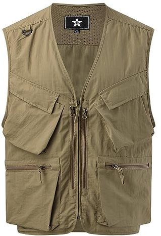 RUMAOZIA Ärmellose Weste Herren Sommer Anglerweste Outdoor Weste Leicht Atmungsaktiv Arbeitsweste Schwarz Retro Weste Jagdweste mit Vielen Taschen Männer Multifunktionsweste Fotografen Weste