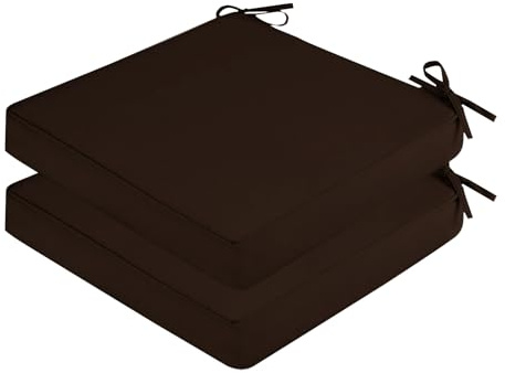 SK Studio 2er Set Stuhlkissen Outdoor wasserdicht Polsterauflage Stuhlauflage Kissen Sitzkissen Bezug abnehmbar mit Eckbändern Dunkelbraun, 40x40x5cm