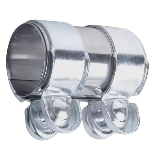 Abrazadera de tubo de escape de acero inoxidable, conector de tubo de 50, 55, 60 mm, abrazaderas de escape con doble abrazadera, sistema de escape universal, 95 mm de longitud (Ø 55 mm/L: 95 mm)