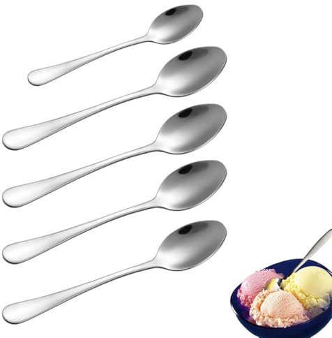 QOWUXHZ 4 Pezzi Cucchiaini Lunghi E 1 Pezzi Cucchiaio Da Caffè Cucchiai Per Latte Macchiato Manico Lungo 20 Cm Cucchiaio Lungo In Acciaio Inox Ideale Per Caffè Freddo Tè Freddo Frappè Gelato