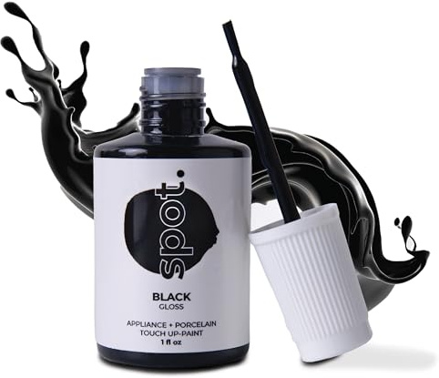 spot. Pintura de retoque, kit de reparación de porcelana y electrodomésticos, para desportilladuras, rayones y grietas en azulejos, cerámica y fibra de vidrio, color negro perla, 30 ml